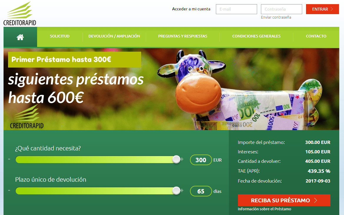 Creditorapid Solicita Minicréditos online de hasta 600€