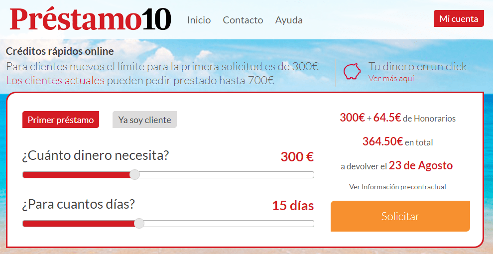 Prestamo10.com – Solicita Créditos rápidos y urgentes de hasta 700€